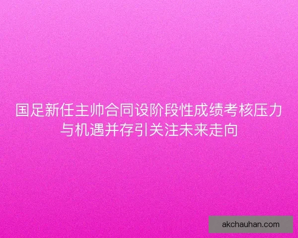 国足新任主帅合同设阶段性成绩考核压力与机遇并存引关注未来走向