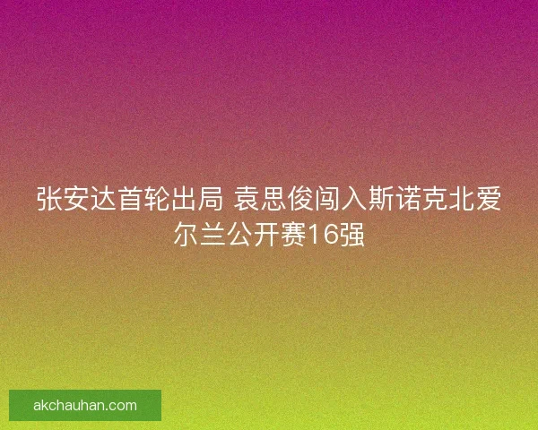 张安达首轮出局 袁思俊闯入斯诺克北爱尔兰公开赛16强