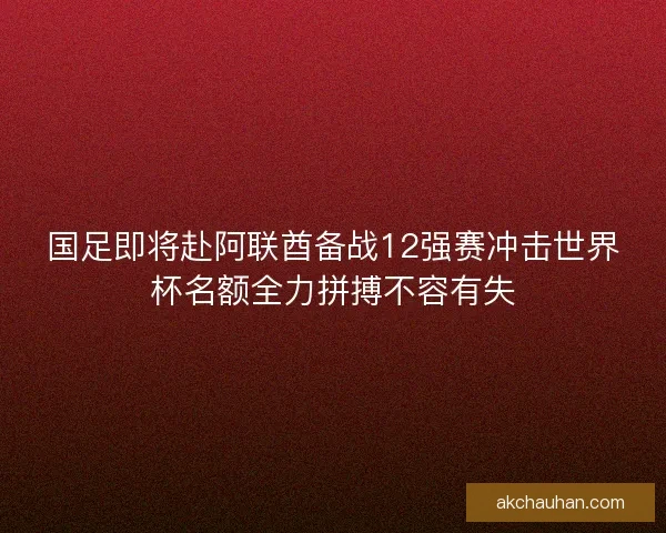 国足即将赴阿联酋备战12强赛冲击世界杯名额全力拼搏不容有失